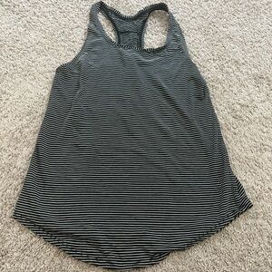 Lululemon Athletica Black and White Striped Love Tank Top